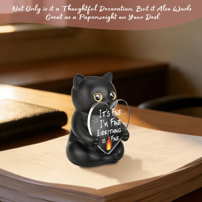 wainvniaw Funny Black Cat Figurines Decor, Fun Humor Gag Sarcastic Gift for Cat Lovers, Women, Men, Friends, Coworker, Employee, Team Appreciation for Home Office Cubicle Desk Decorations WCT5