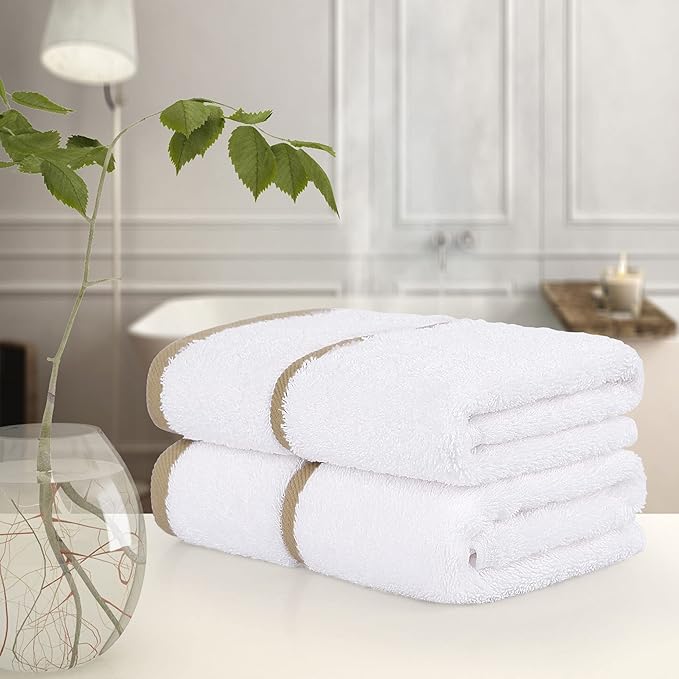 PiccoCasa Set of 2, 750 GSM Luxury White Hand Towels