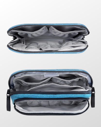 Zealearn Portable Electronics Organizer Travel Case, Double Layers Tech Organizer, All-in-One Charger Storage Bag for Charging Cable, USB Cord, Charger, Power Bank, Flash Drive, Blue