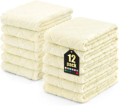 Homaxy 12 Pack Kitchen Dish Cloths (10 x 10 Inches, Grey), Super Soft and Absorbent Coral Velvet Dish Towels, Nonstick Oil Fast Drying Microfiber Cleaning Cloth, No Lint Household Dishcloths