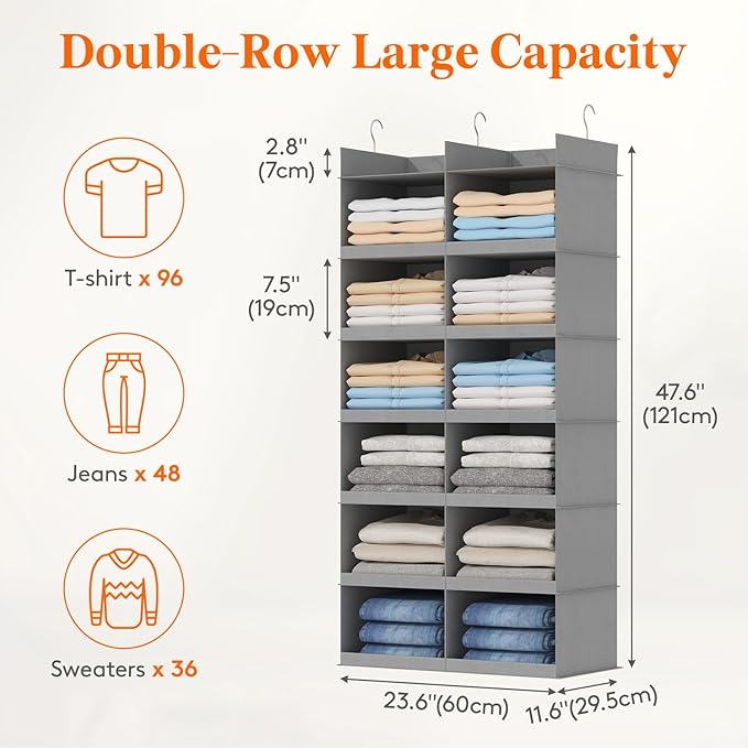 Lifewit Dual-Row Shelf Hanging Closet Organizer and Storage, Clothes Shelves