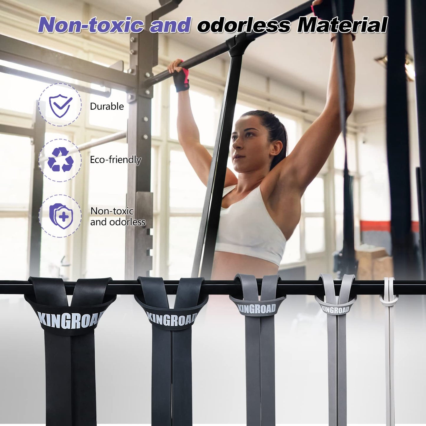 Resistance Band Pull Up Assistance Bands,Set of 5 Resistance Heavy Duty Exercise Stretch Fitness Bands for Stretching Power Lifting Workout Training with Instruction Guide