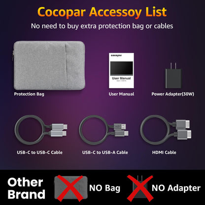 cocopar 18.5 inch portable monitor-1080P FHD IPS 100Hz 120% sRGB Gaming Monitor USB-C HDMI large Portable screen for Laptop MacBook Surface PC Xbox PS4/5 Travel Monitor with Kickstand VESA Speakers