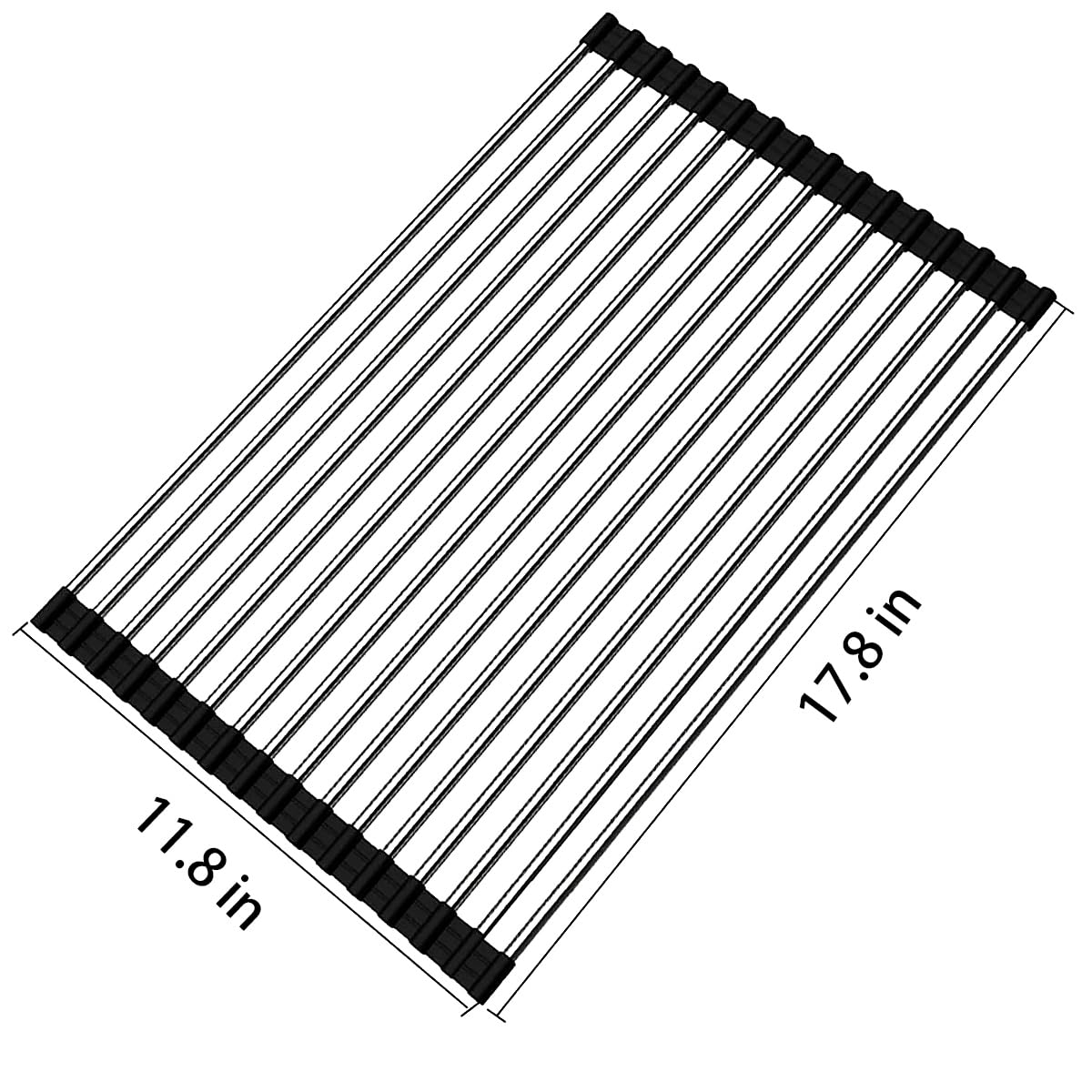 Ahyuan Roll up Dish Drying Rack Over The Sink Kitchen Roll up Sink Drying Rack Portable Dish Drainer Foldable Dish Drying Rack (Warm Gray, 17.8''X17'')