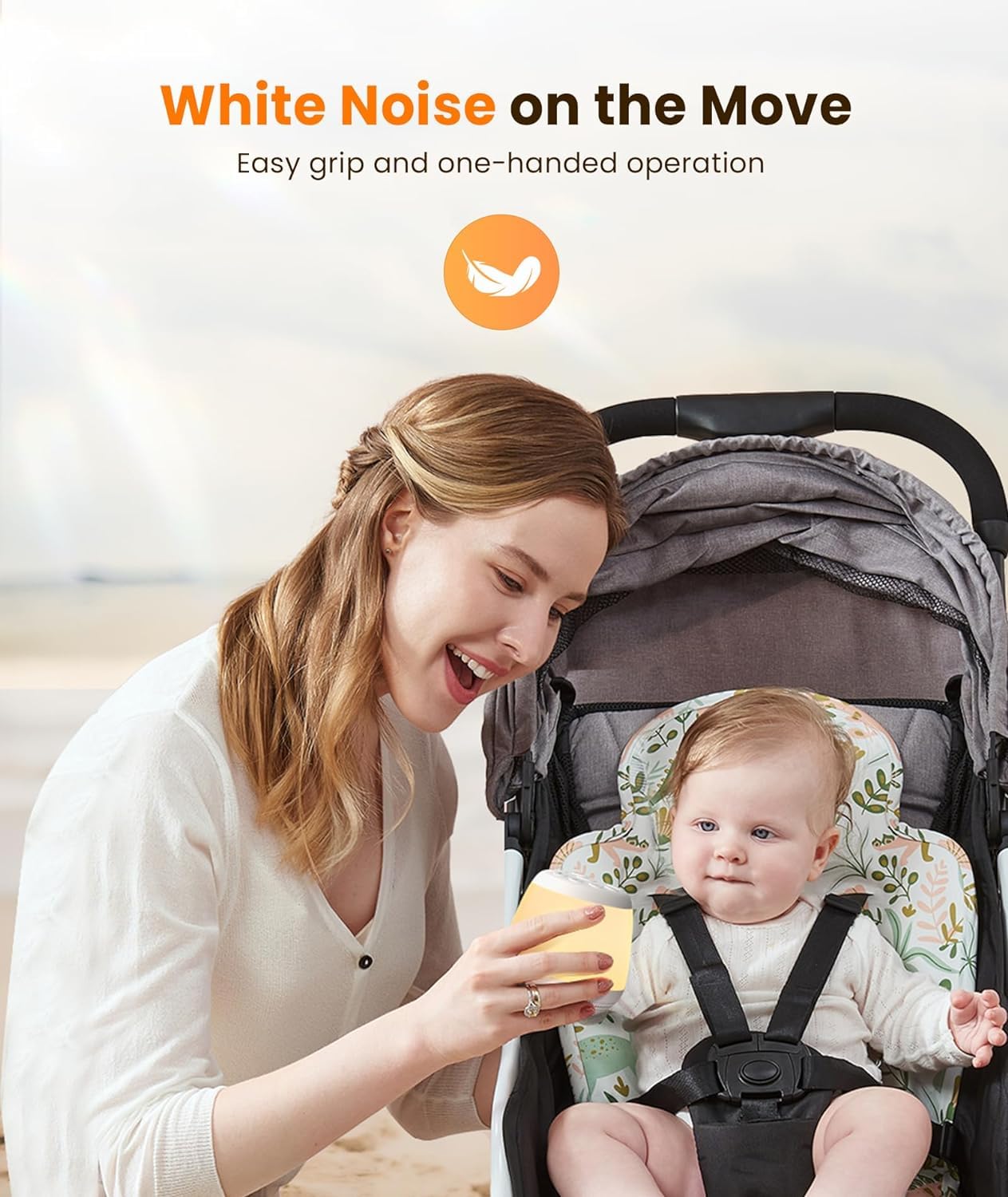 Dreamegg White Noise Machine, Portable Sound Machine with 8 Night Light for Baby Kids, White Noise Sound Machine with 24 Sounds, Pink&White Noise for Sleep Nursery Travel, Baby&Toddler Sleep Aid Gift