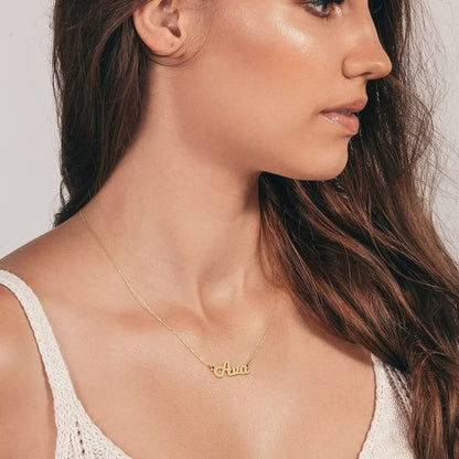Ursteel Ava Necklace, Custom Name Necklace Personalized 14K Gold Plated Necklace with Name Personalized Name Ava Custom Necklace for Women