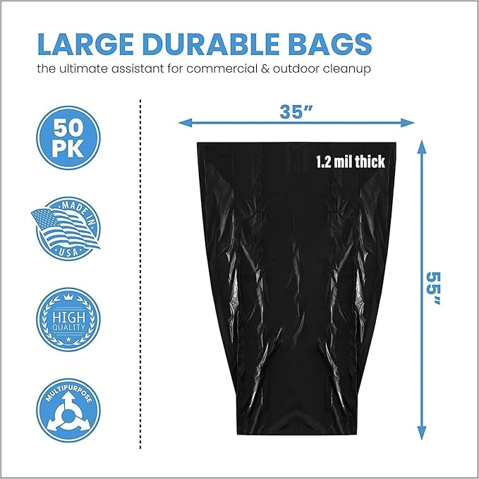 ToughBag 55 Gallon Trash Bags, 55-60 Gallon Trash Bags Heavy Duty