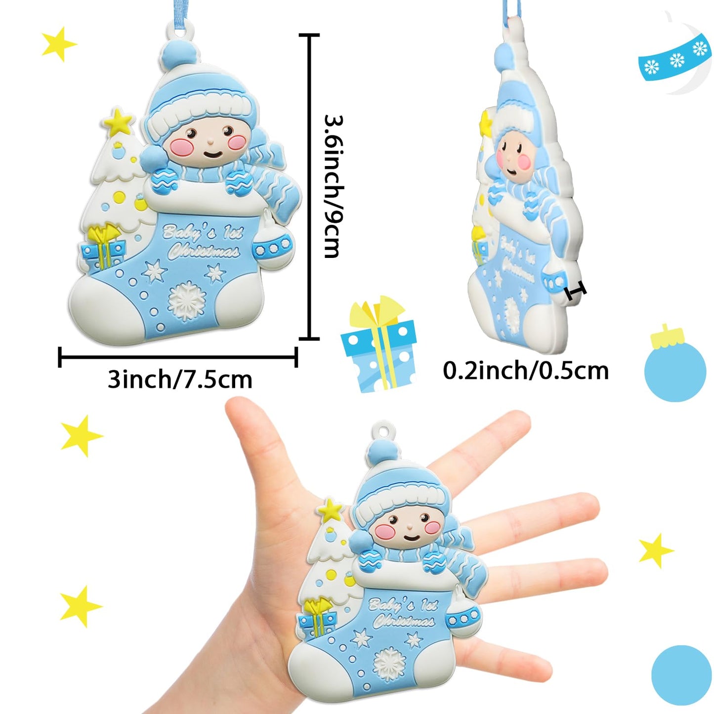 2025 Christmas Baby's First Boy Ornament Personalized Baby Boy Decoration Christmas Tree Ornament Baby's 1st Customized Handwritten Keepsake for Newborn Free Personalization