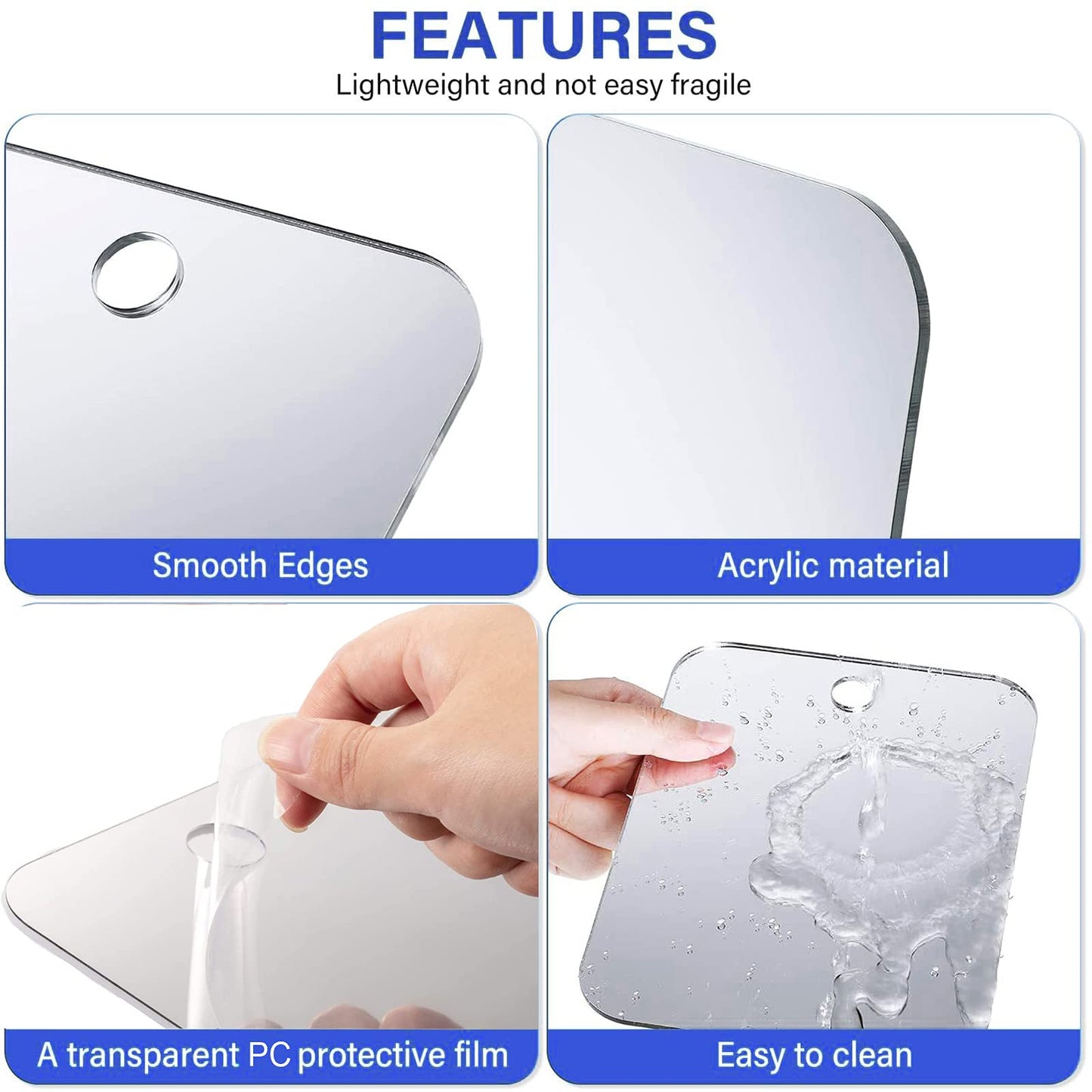 Deluxe Large Shower Mirror Fogless Shaving Mirror (11 inX7.8 in) Anit-Fog Shave Mirror Fog-Free Wall Hanging Mirror Bathroom Mirrors whit 1 Hook