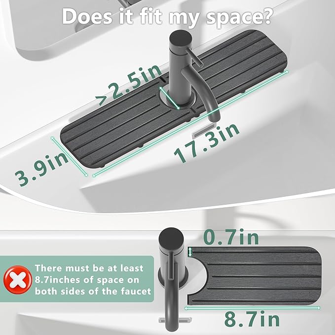 17inch x 4inch Kitchen Sink Faucet Mat, Water Absorbing Stone Faucet Splash