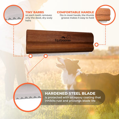 EquiGroomer Deshedding Brush for Dogs and Cats | Undercoat Deshedding Tool for Large and Small Pets | Comb Removes Loose Dirt, Hair and Fur (Mahogany)