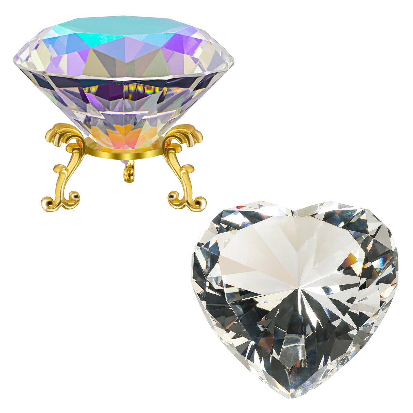 SWTHONY Bundle of 80mm and 90mm Crystal Diamond Paperweight Gems Home Decor