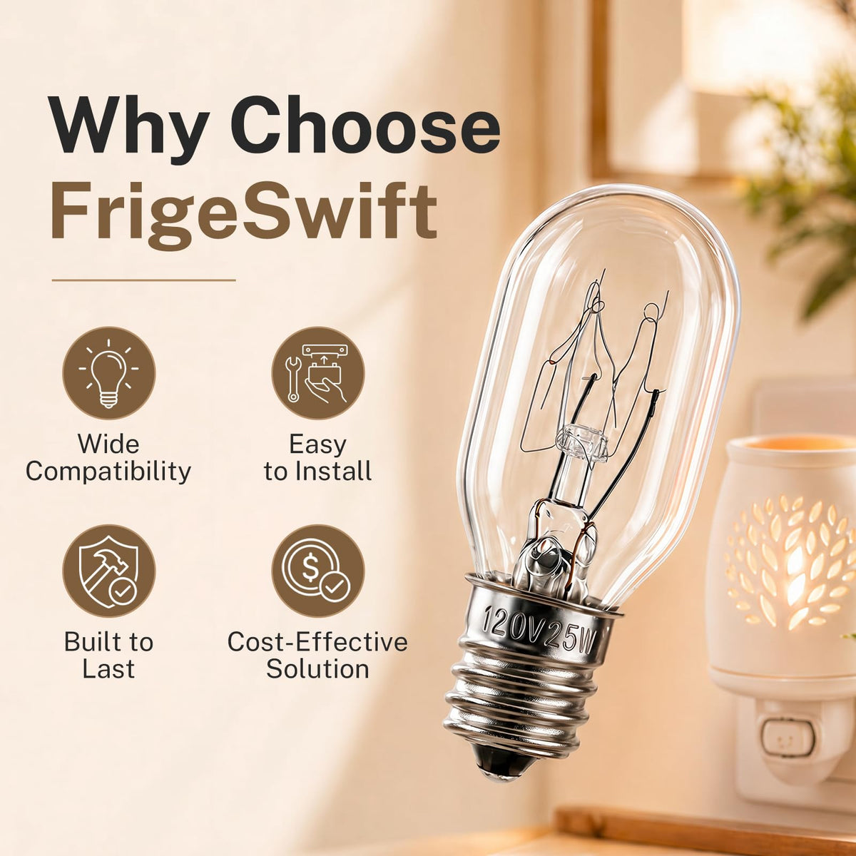 FRIGESWIFT Salt Lamp Bulb 25W, E12 T20 Candelabra Base Bulb for Himalayan Salt Lamps, Wax Warmers, Night Lights & Bathroom Lights, 120V 2700K Clear Glass - Pack of 14
