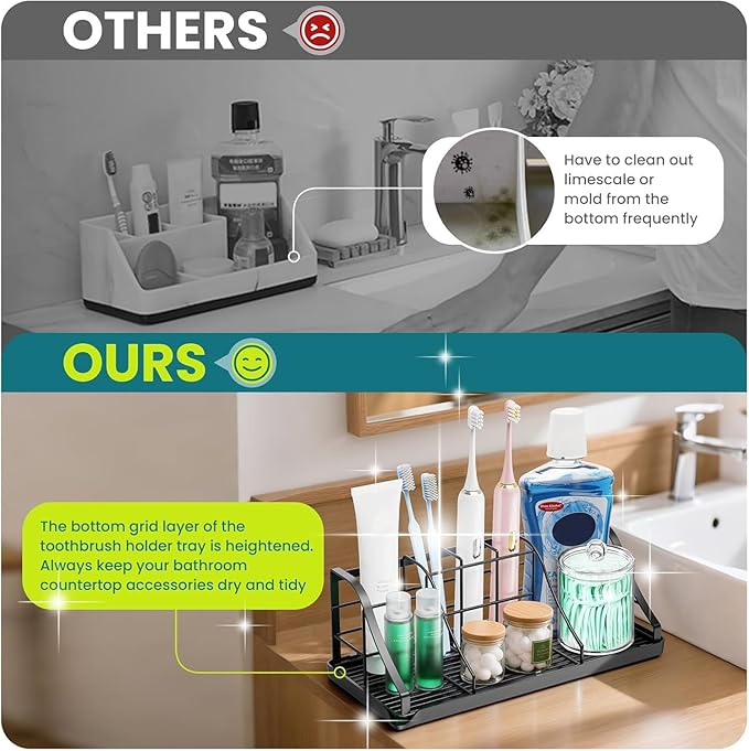 Toothbrush Holders Set with 2 Pack Qtip Holder Dispenser, Kids Electric