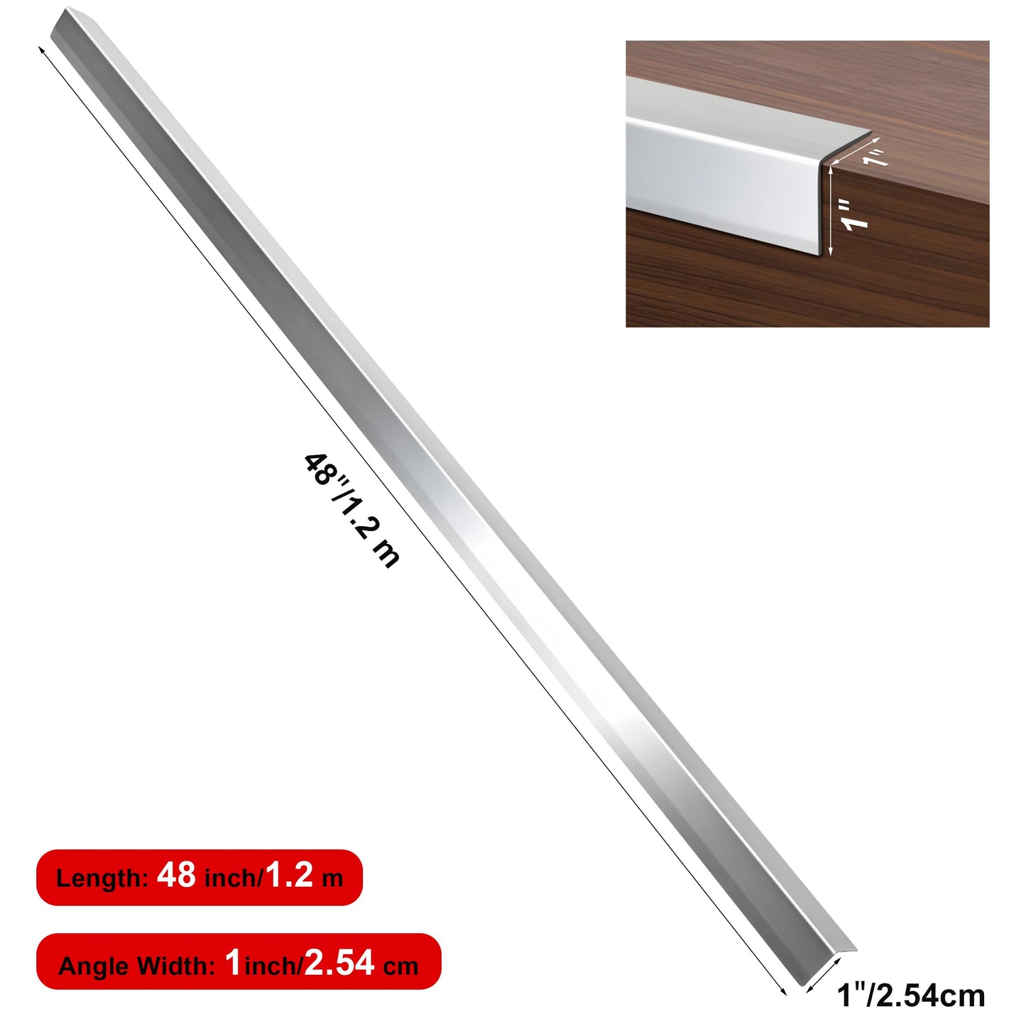 Besino Wall Corner Guards, 1” x 1” x 48”, Metal Wall Corner Protector, 20 Pack for Wall Protection and Decoration, 20 Ga/ 1MM Thickness, T304 Stainless Steel Corner Guard with 90-Degree Angle