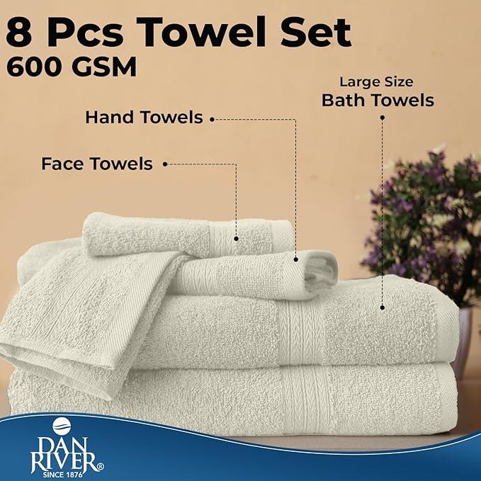 DAN RIVER 8 PC Luxury Bath Towels