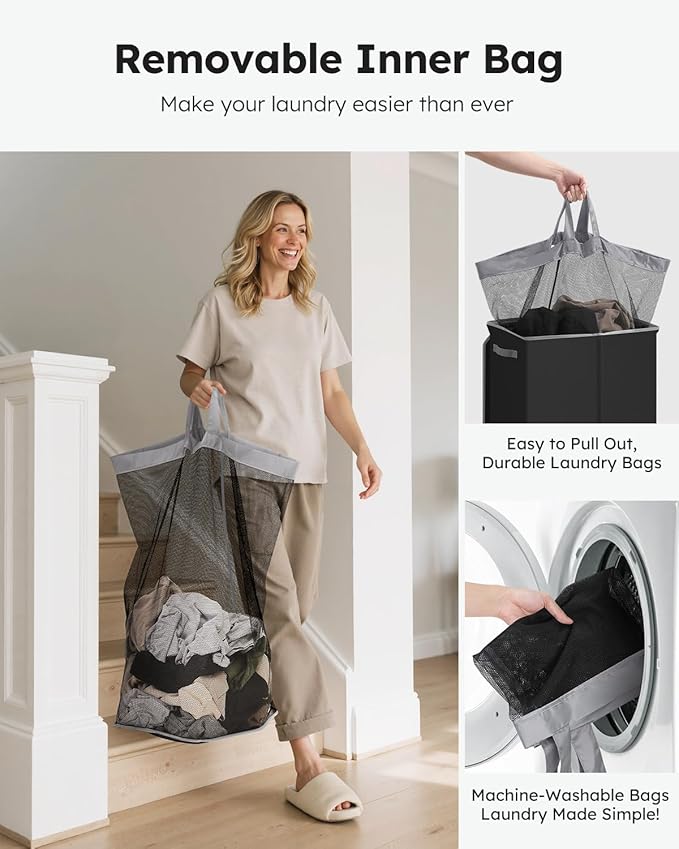 SOLEDI Laundry Hamper with Lid 130L Large & Tall Collapsible Laundry Basket