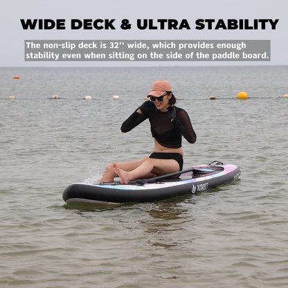 AISUNSS Inflatable Paddle Board for Adult, Paddle Board for All Skill Levels, Wide SUP Board with Primium Accessories Include SUP Carry Bag, Hand Pump, 10L Waterproof Bag and Adj Paddle
