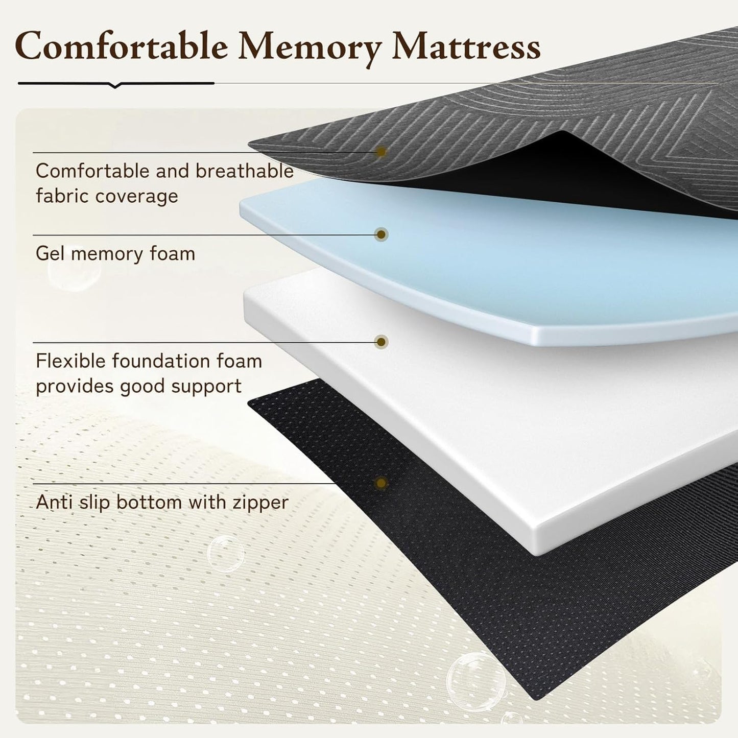 GEMBED Tri Folding Mattress Twin Size - Memory Foam Tri-fold Mattress, Handle & Non-Slip Bottom, Portable Foldable Sofa Bed Floor Chair for Travel RV Camping Guest Yoga - 4 Inch, 75" 38"x4"