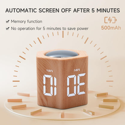 Exlliy Productivity Timer 1, 5, 10, 30, 60 Minutes Preset, Desk Cube Timer with Gravity Sensor/Mute/Vibration for ADHD, Work, Study, Kitchen, Back to School (Wood Grain)