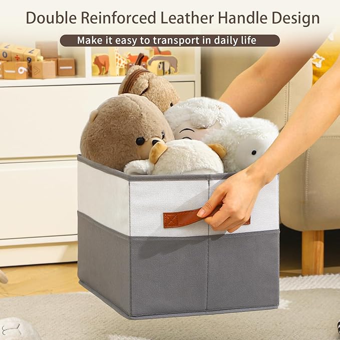 6 Pack Large Storage Bins with Handle, Collapsible Storage Basket
