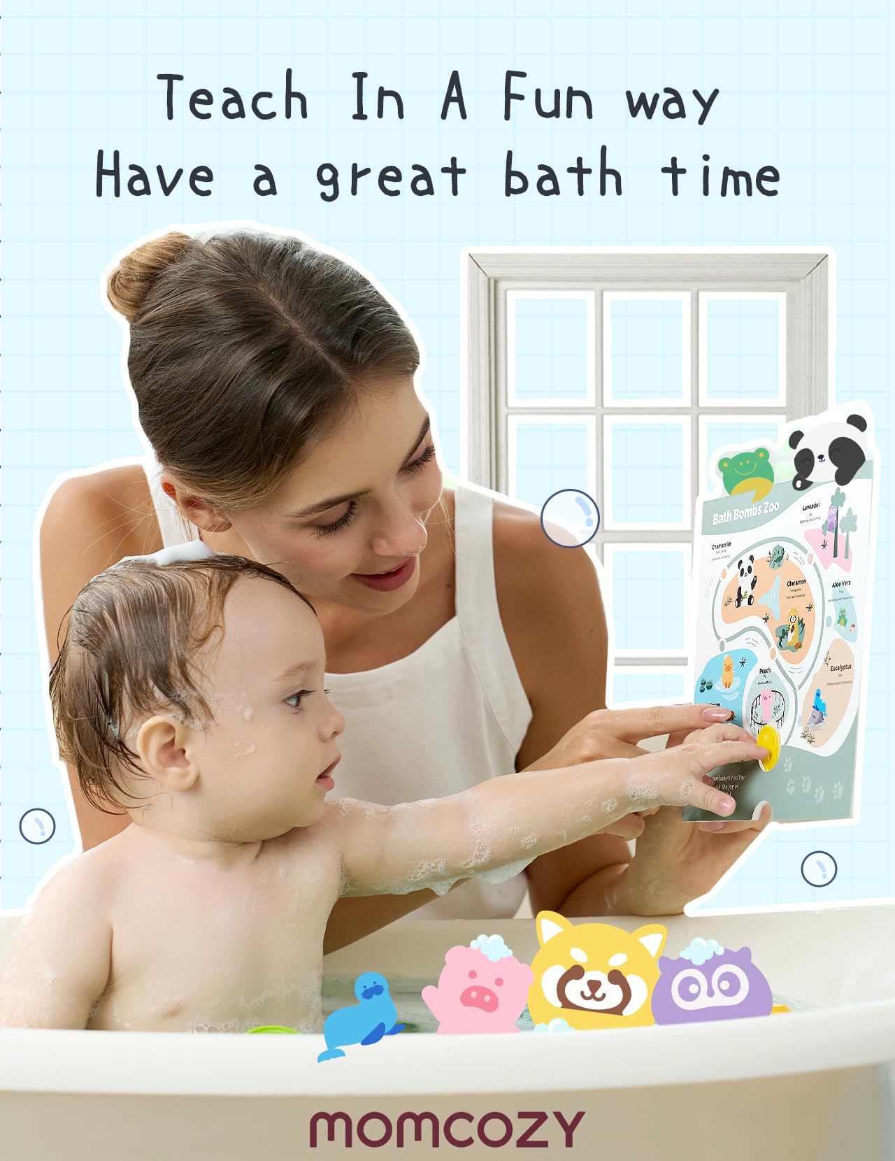 Momcozy Essential Oil Bath Bombs,14 Pcs Bubble Bath Fizzy Balls with 7 Cute Animal Shapes,Bath Bombs Gift Set for Kids Girls Boys Toddler, Ideal Gift for Children's Day, Bath Bomb Kit