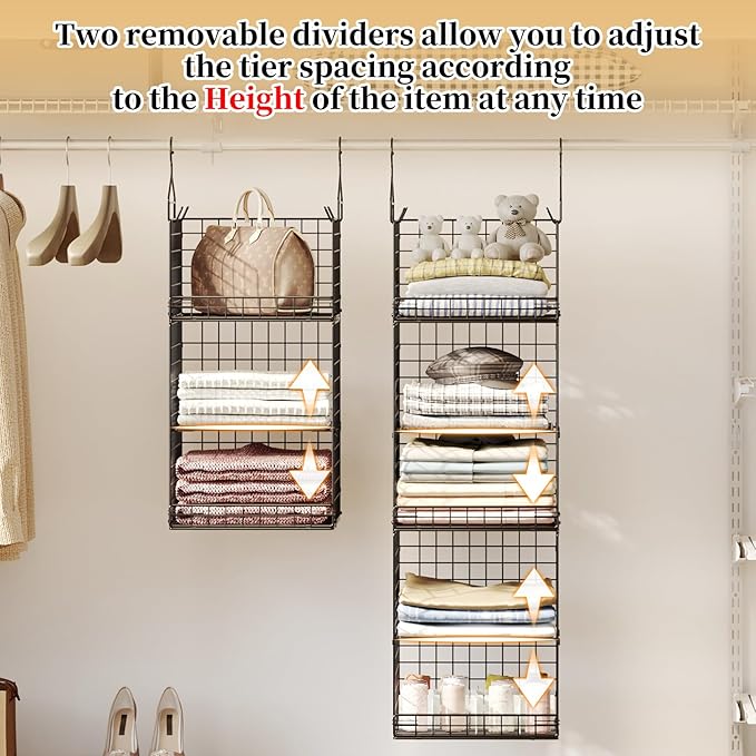 5 Tier Closet Hanging Organizer and Storage Separable Hanging Closet Shelves