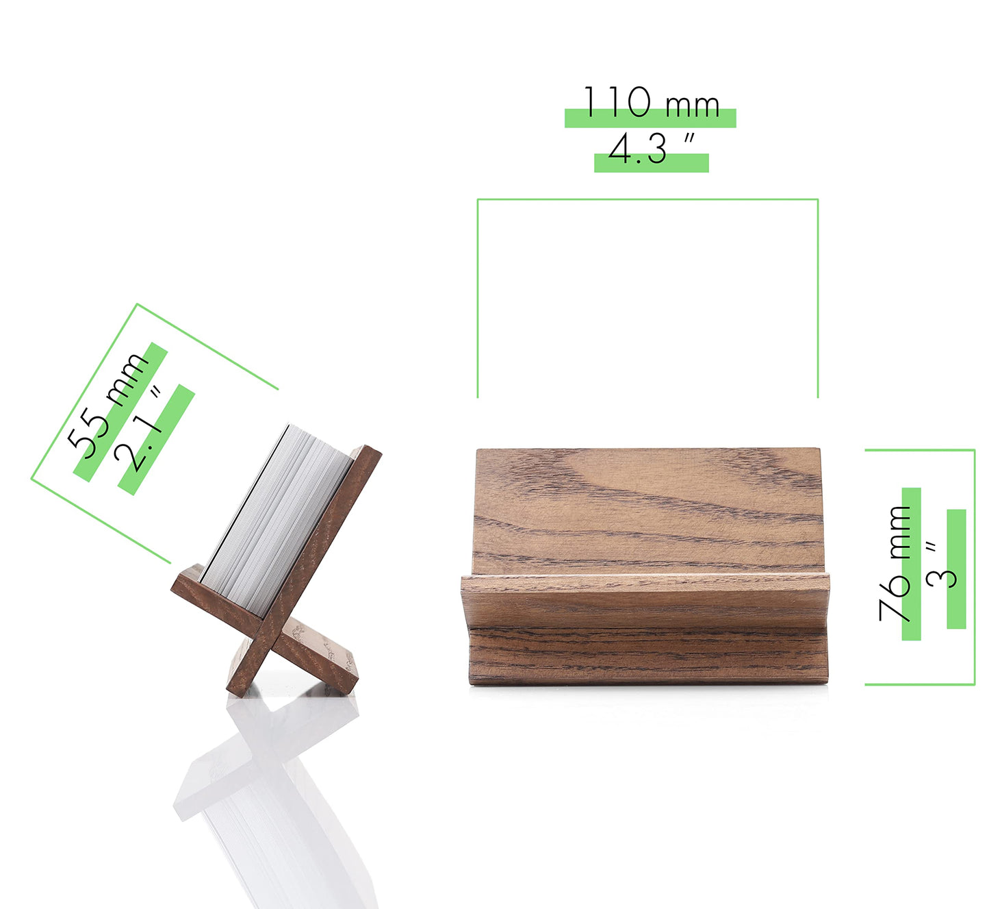 TOROS store Set of 3 Business Card Holders for Desk - Brown Wood Small Cards Holder, Professional Desktop Business Card Stand Display, Wooden Name Card Holder