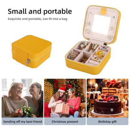 KElofoN Travel jewelry case Travel jewelry box Travel Jewelry Organizer Small Jewelry Organizer Box Gift for Girls Women with Mirror (Yellow)