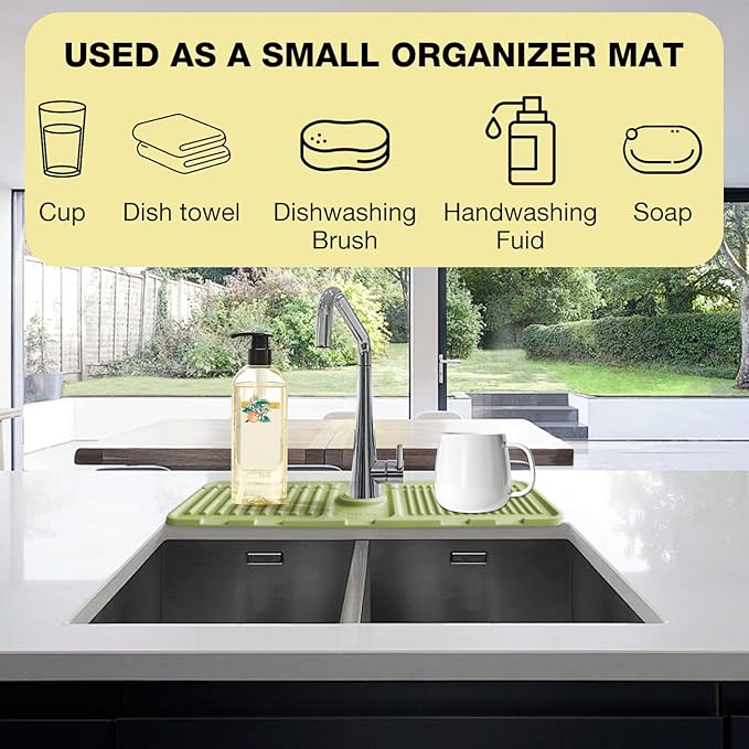 Faucet Mat for Kitchen Sink – Adjustable Silicone Sink Splash Guard
