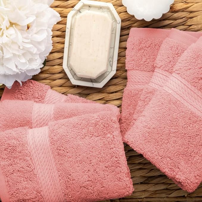 Superior Egyptian Cotton Pile Face Towel/Washcloth Set of 6, Ultra Soft Luxury