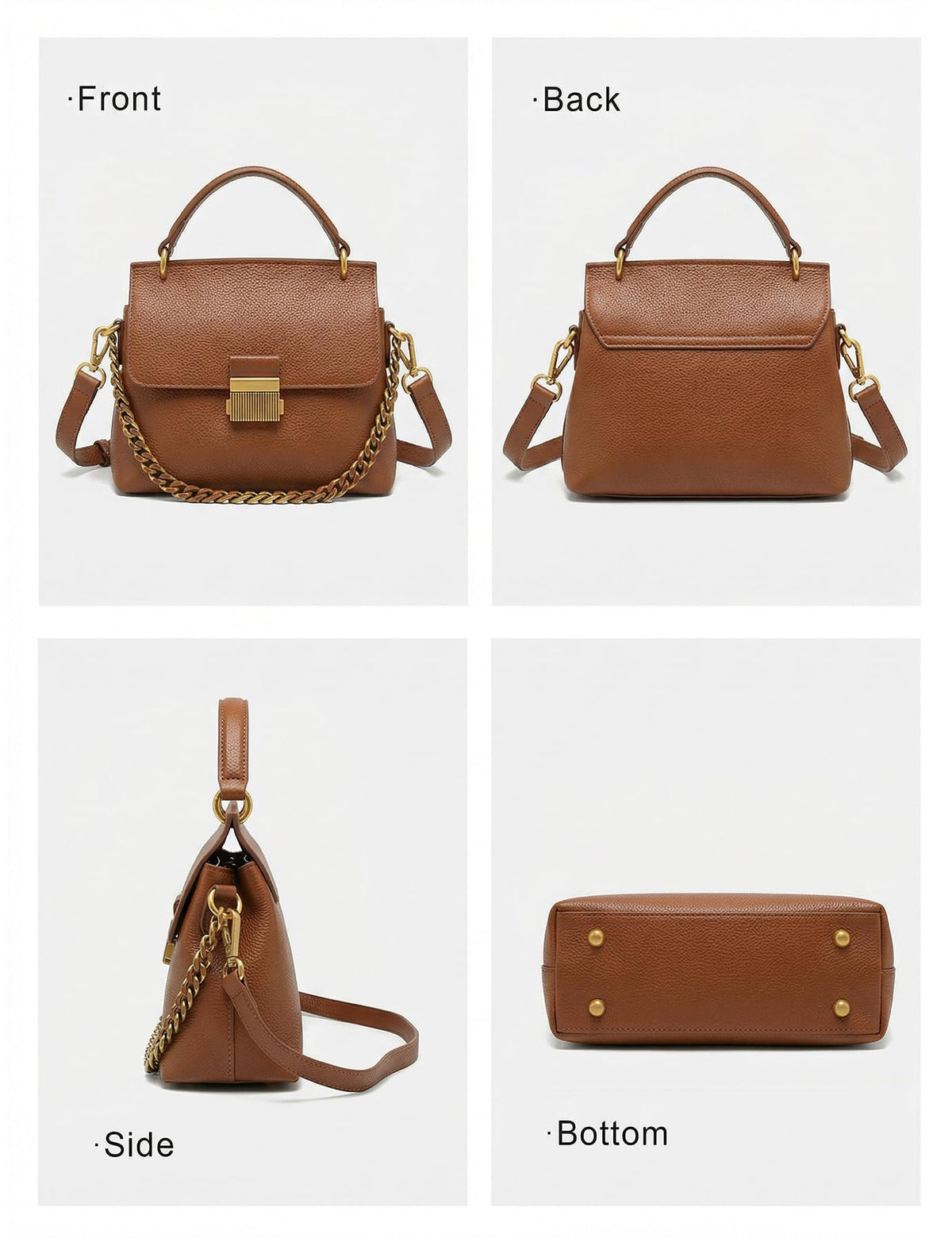 Genuine Leather Top Handle Handbag for Women Leather Crossbody Bag with Adjustable Strap Trendy Women Shoulder Bag Brown