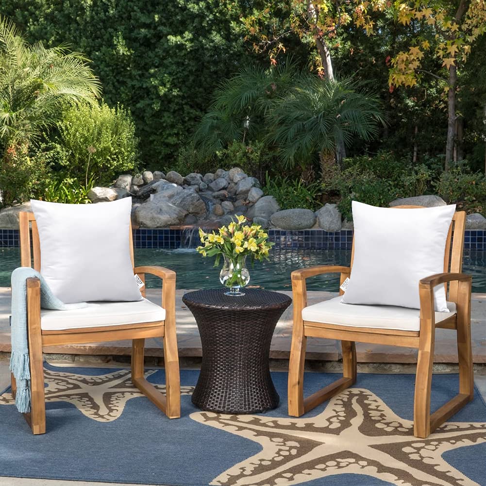 Artscope Premium Square Form Cushion Inner Pads, Set of 4 Waterproof Cushion Stuffer for Patio Garden Bench Sofa Farmhouse - Out-Indoor Decorative Pillows Inserts, Standard/White 45x45cm