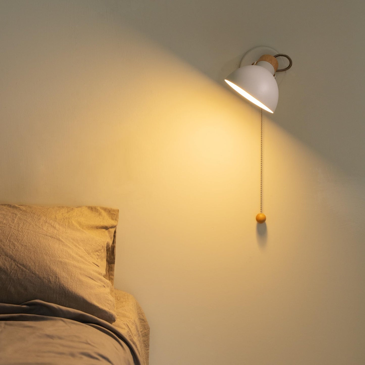 Aisilan Modern Wall Sconce with Plug in Cord and On Off Switch 5W E12 Bulb Matte White Swivel Wall Light for Bedside Living Room Corridor Hotel 3000k White