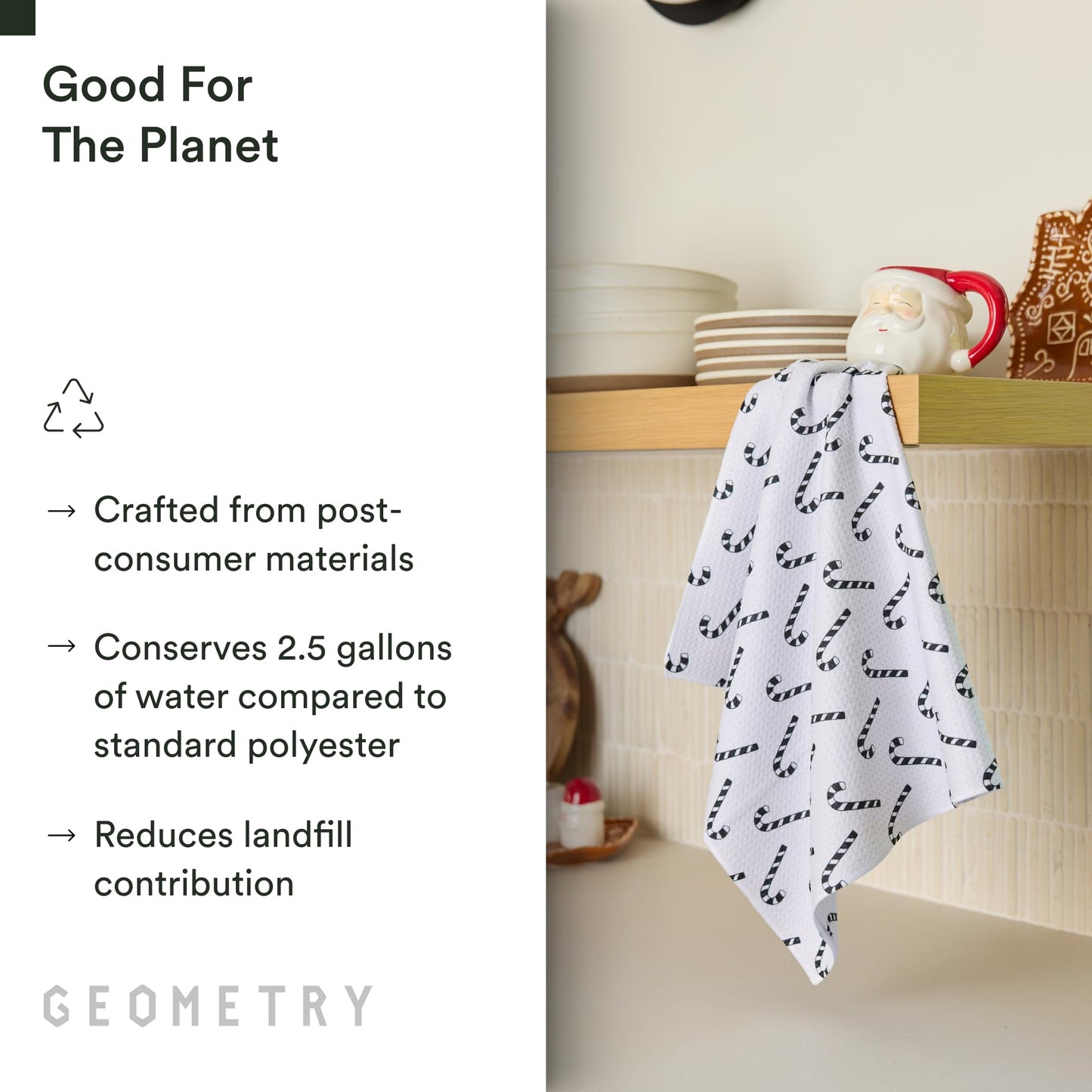GEOMETRY Christmas Kitchen Towels - Quick Dry Microfiber Cloth Dish Towels for Kitchen Drying - Premium Quick Dry Towel - Peppermint Pop