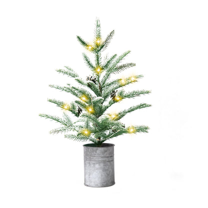 Small Christmas Tree 24 inch Mini Christmas Tree Pre-lit with 60 Lights Rustic Style Tabletop Tree 2 ft