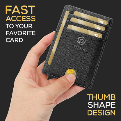 Slim Wallet for Men | RFID Blocking Minimalist Credit Card Holder – Thin Card Wallet with Small Money Pocket & Gift Box for Men's, UK (Black Saffiano)