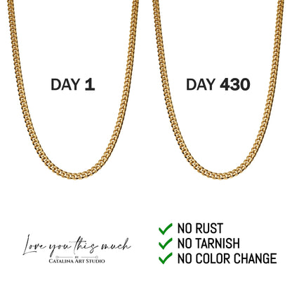 Love You This Much Promise 5mm Cuban Chain Necklace for Him, 22" Length + Luxury Box, Sentimental Gift for Him, BF Present for Birthday, Gift Ideas for Boyfriend Christmas (18k Gold Finish)