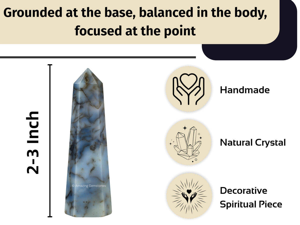 Amazing Gemstone Dendrite Agate Crystal Towers - Natural Healing Crystal Point Obelisk for Reiki Healing and Crystal Grid (2" to 3" INCH)