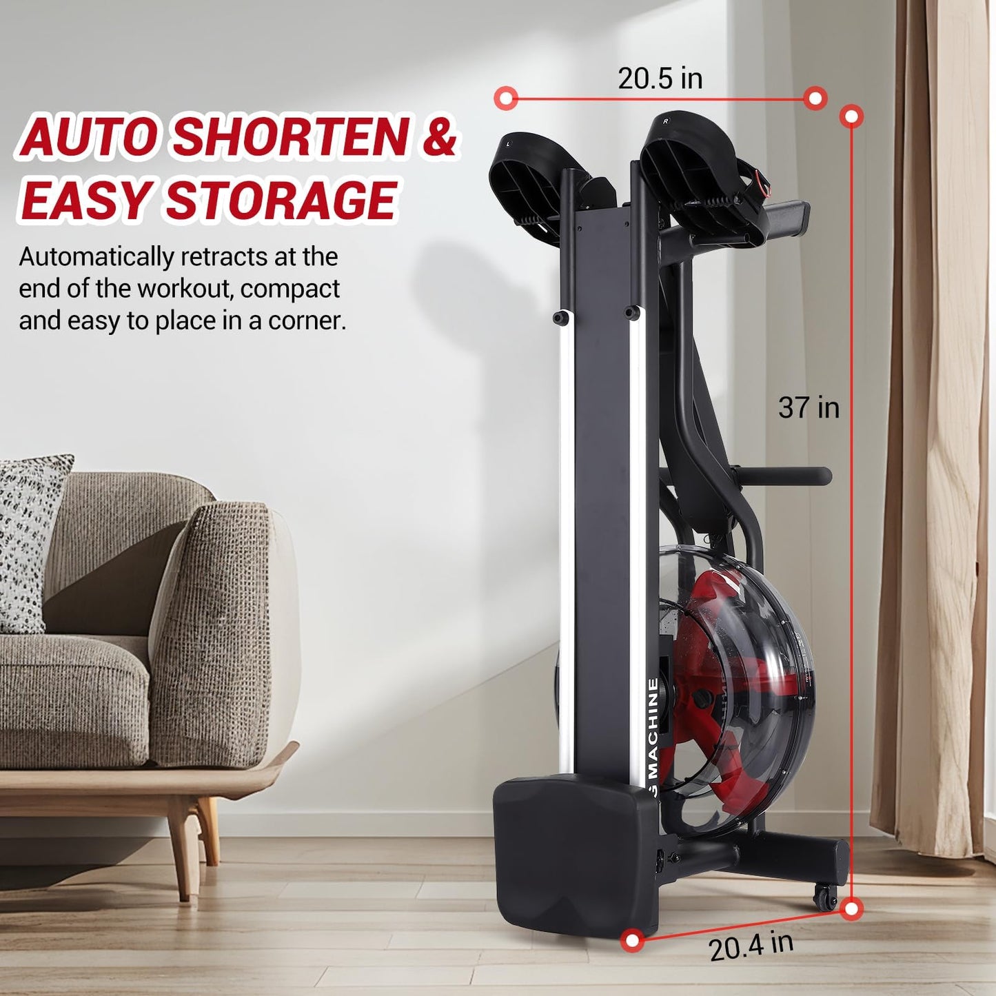 GarveeHome Water Rowing Machines for Home, 380 Lbs Capacity Rower Machine with Led Digital Monitor, Wide Ergonomic Seating and Tablet Holder, App Compatible
