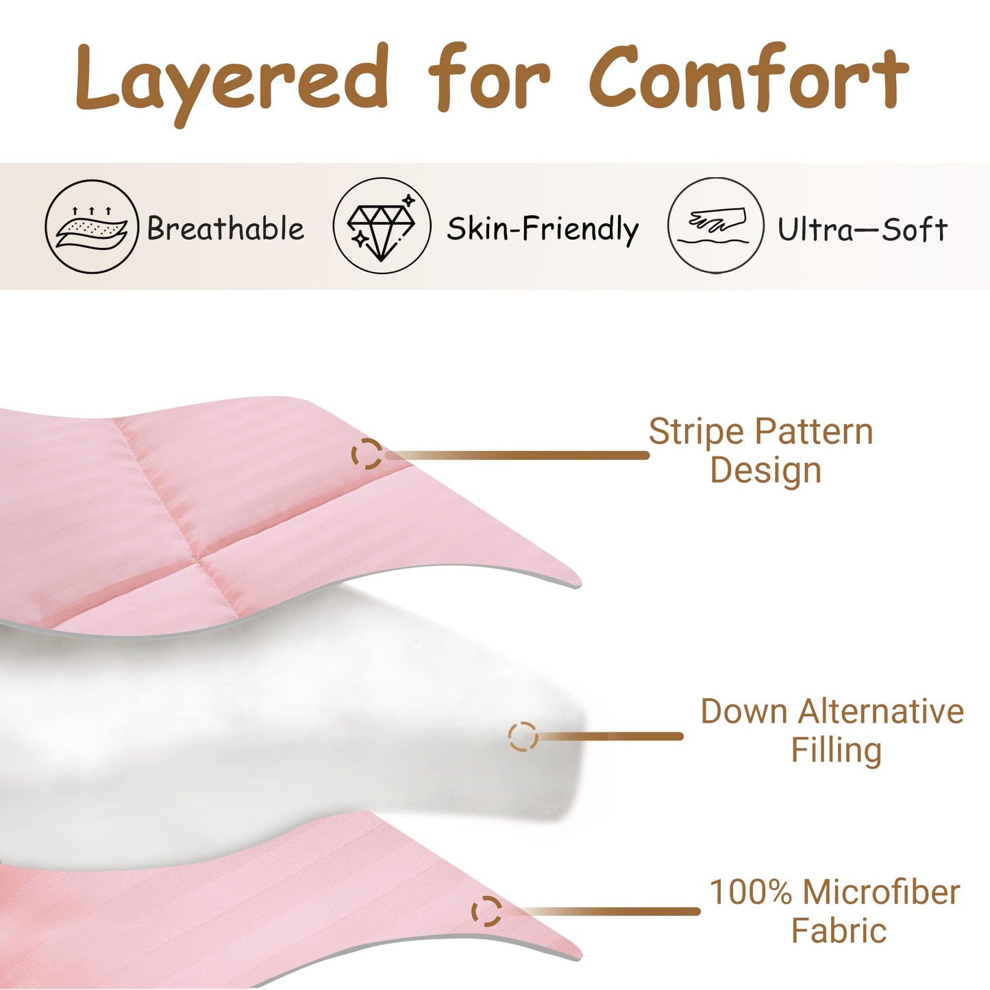 ZPECC Toddler Down Alternative Comforter, 39x47 Hypoallergenic Baby Blanket Quilt, Soft Breathable Lightweight All Season Kids Duvet Insert for Crib Stroller Cot Daycare, Pink Stripe