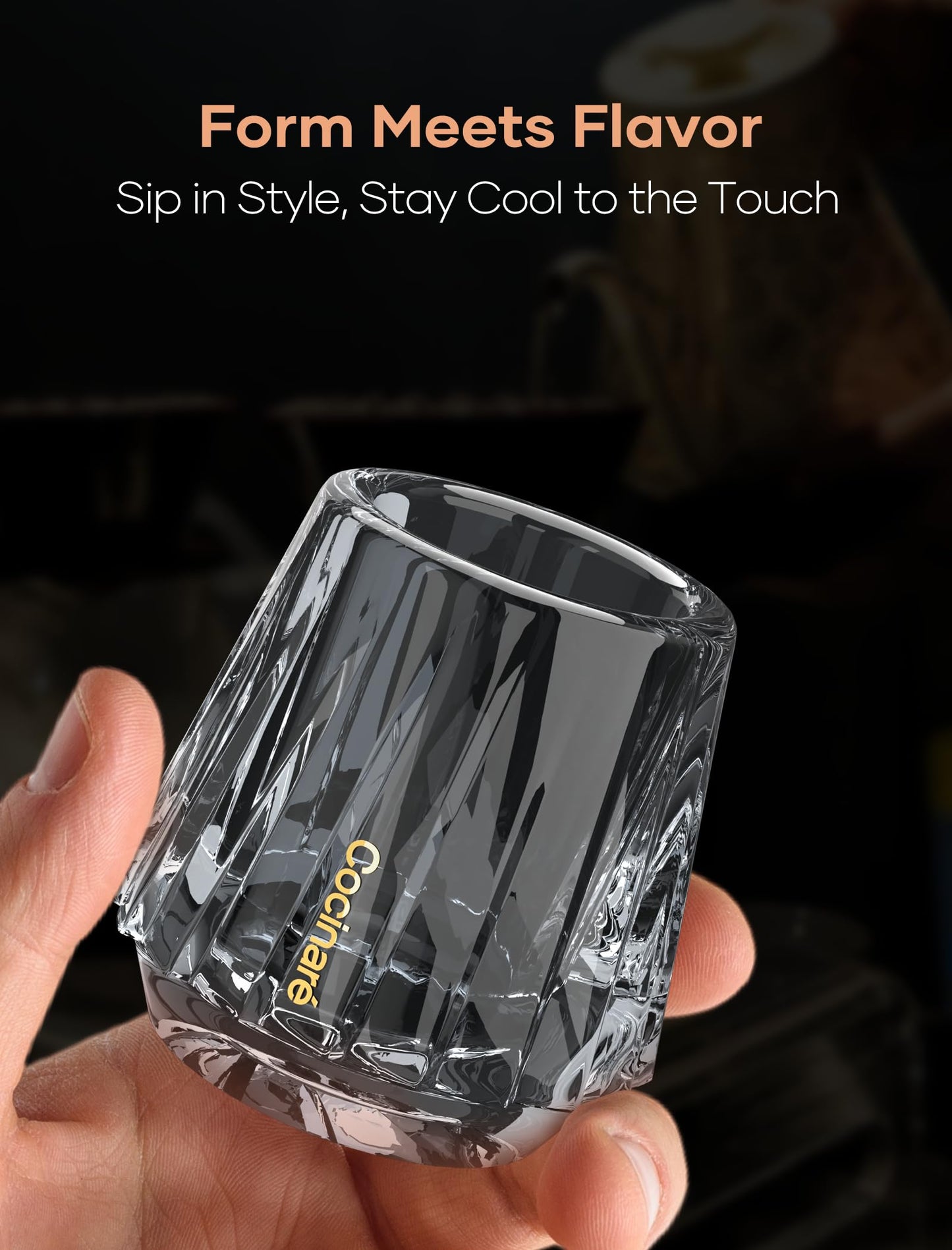 Cocinare KissCup Crystal Espresso Cup – 1.5oz Demitasse Cup for Espresso, Pour-over coffee & Tea, Haze Gray, Crystal Collection
