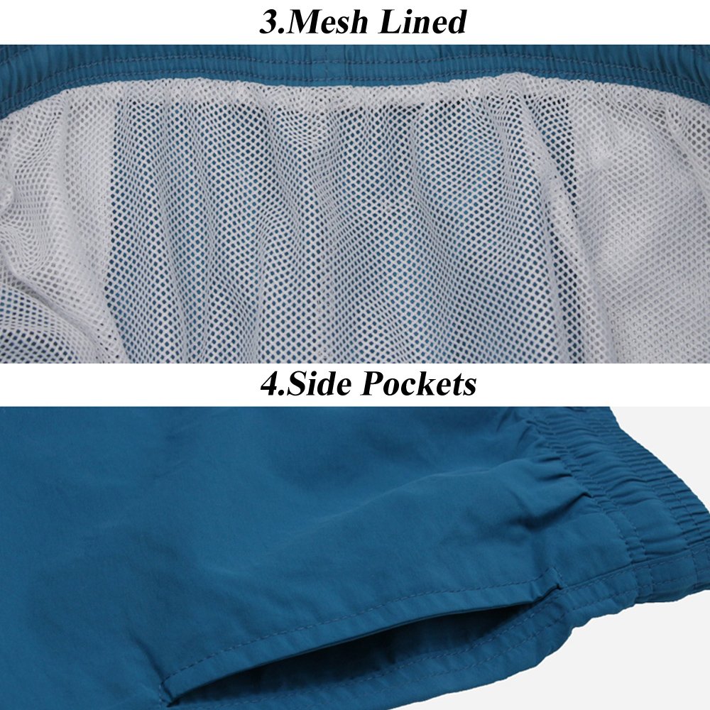 donhobo Men's Swim Trunks Board Shorts Beach Pants Swimming Waterproof Quick Dry Surfing Boardshorts(Peacock Blue,M)