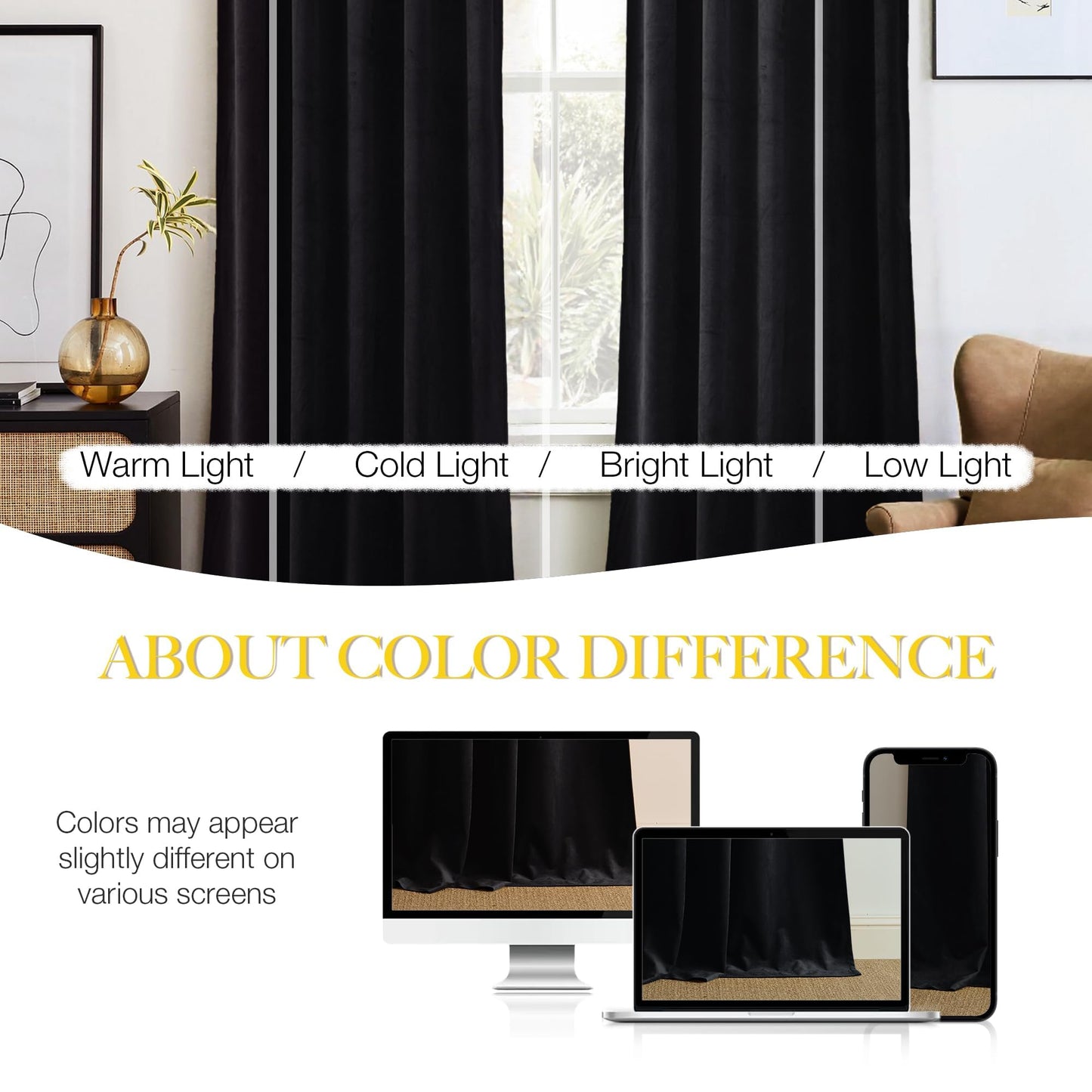 NICETOWN Halloween Black Velvet Blackout Curtains 96 inch Long for Bedroom and Living Room, Thermal Curtains Solid Heavy Rod Pocket Drapes/Window Treatments for Hall, Theater (2 Pieces, 52 W)
