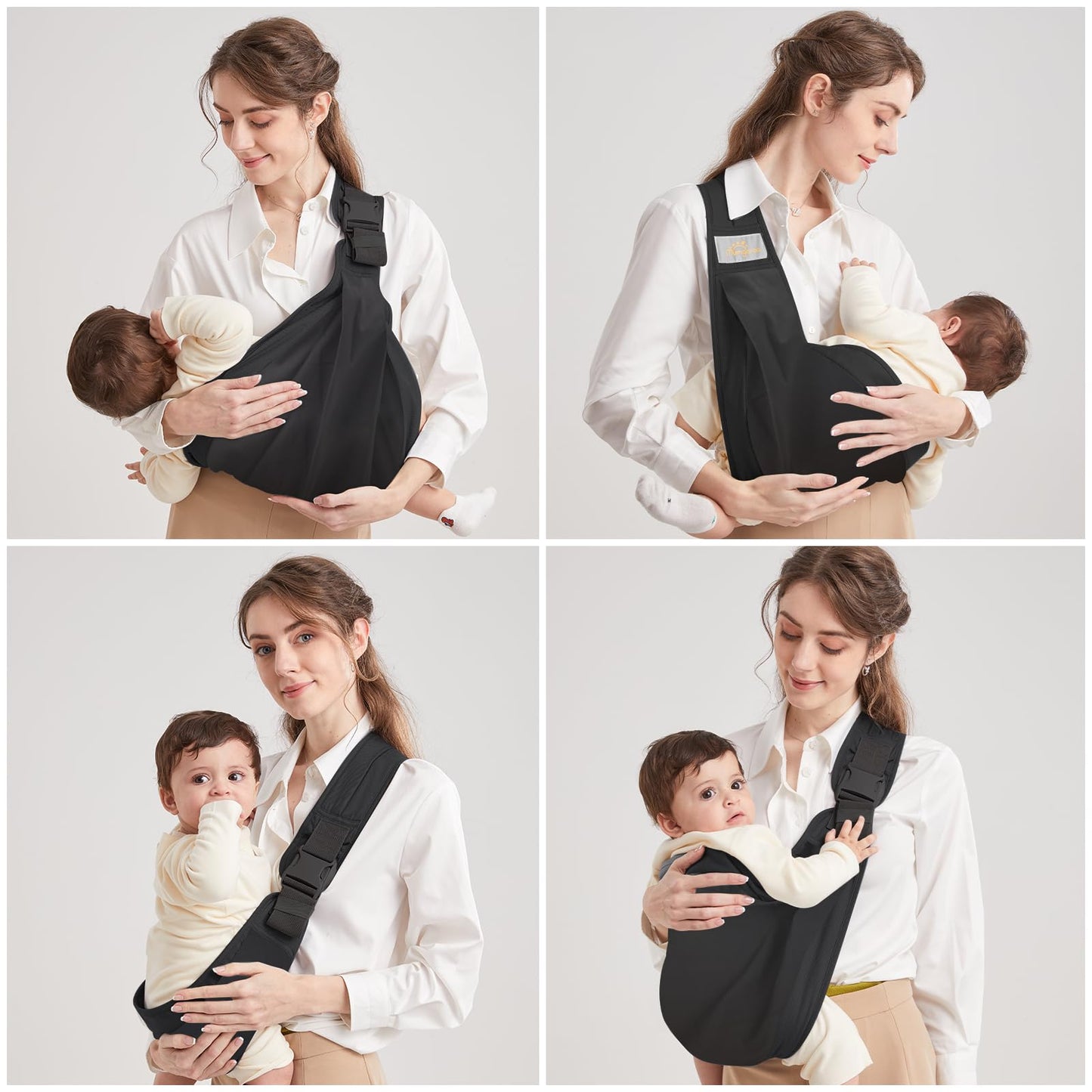 Mumgaroo Baby Sling, Adjustable Toddler Carrier Sling, Breathable Baby Sling Carrier with Thick Shoulder Straps for Newborn, Infant, Toddler, 0-36 Months (Black)