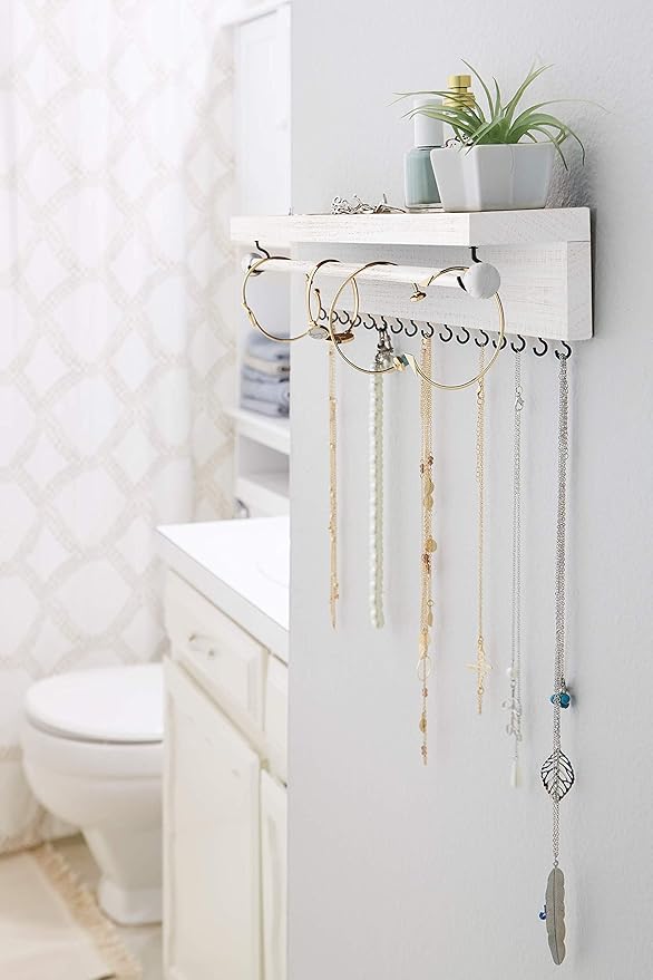 Rustic White Necklace Jewelry Organizer