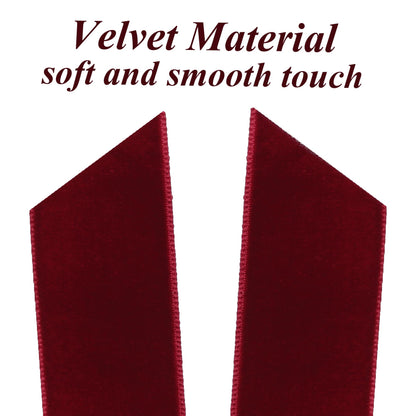 12Pcs Burgundy Velvet Ribbon Bows Christmas Tree Decorations,5in x 10in Xmas Ornaments for Tree Home Party Front Door Wreath Garland Holiday Decor
