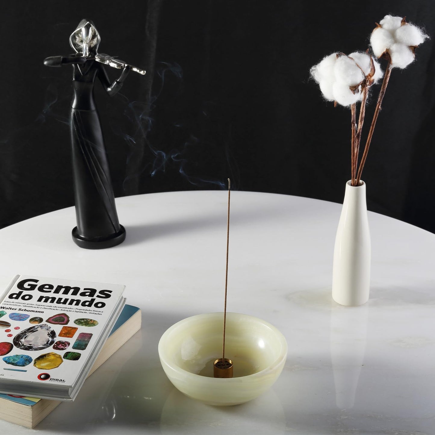 Koville Turkish Natural Marble Incense Holder, 5inch Incense Holders for Sticks, Sturdy Incense Burner Ideal for Meditation and Relaxing, Easy to Clean(Green Onyx)