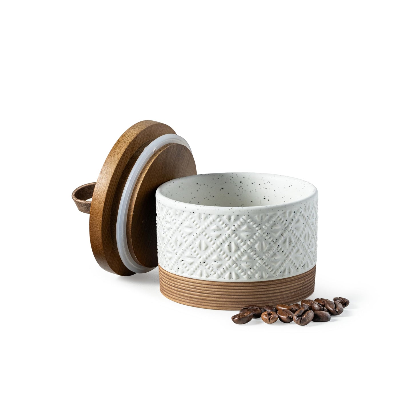 Miamolo Small Ceramic Jar with Lid, Coffee Container Kitchen Food Storage Jars for Spice Sugar Candy Matcha, Mini Kitchen Spice Jars for Counter, Home, Pantry - White & 5 fl.oz
