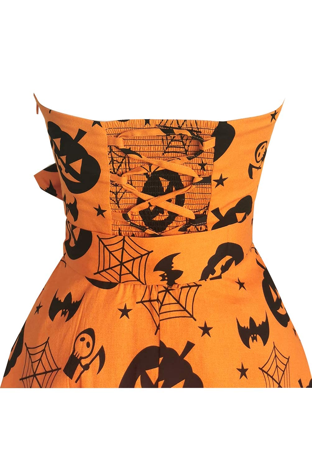 Topdress Women's Vintage Polka Audrey Dress 1950s Halter Retro Cocktail Dress Pumpkin L